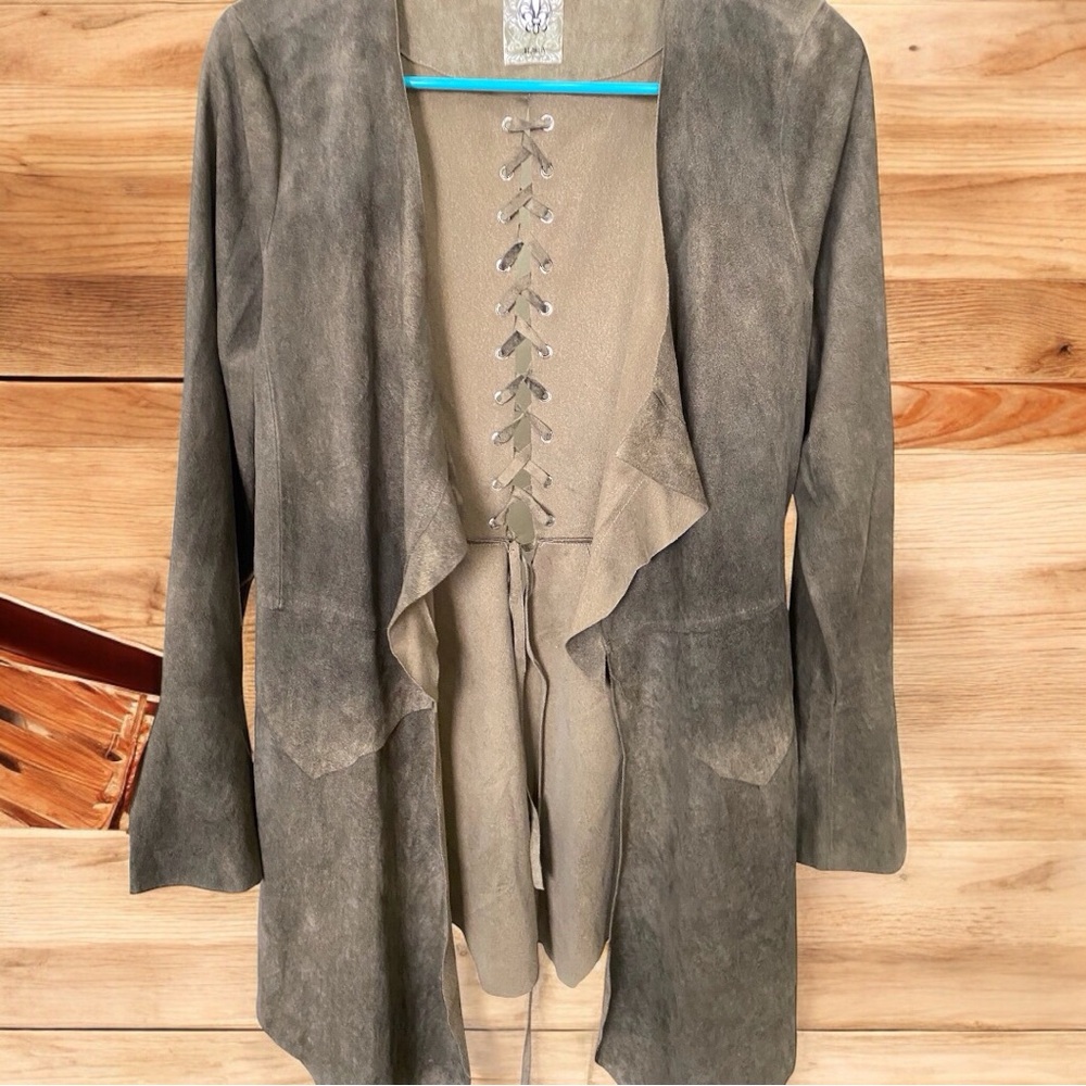 Vocal Faux-Suede Jacket Bell Sleeves Back Stitching Medium - Picture 6 of 10